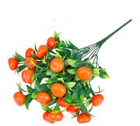 Besshepplo Artificial Fruit Plant with 7 Prongs Plastic Grass Realistic Lucky Decoration for Wedding Hotel Office and Home featuring Lemon Pomegranate Mango Orange Peach Strawberry(Orange)