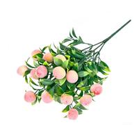 Besshepplo Artificial Fruit Plant with 7 Prongs Plastic Grass Realistic Lucky Decoration for Wedding Hotel Office and Home featuring Lemon Pomegranate Mango Orange Peach Strawberry(Peach)