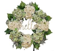 Besshepplo Artificial Hydrangea Wreath Fall Wreaths For Front Door Fall Door Wreath Artificial Hydrangea Flowers Decorations Floral Wreath For Kitchen Farmhouse