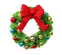 Besshepplo Christmas Wreath with Red Bow and Decorative Balls Suitable for Hanging on Doors or Walls to Create a Christmas Scene Flocked Christmas Wreath(green 40cm)