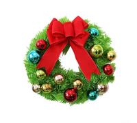 Besshepplo Christmas Wreath with Red Bow and Decorative Balls Suitable for Hanging on Doors or Walls to Create a Christmas Scene Flocked Christmas Wreath(green 30cm)
