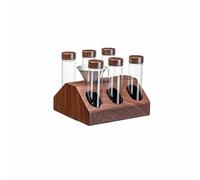 Besshepplo Coffee Storage Rack with 6 or 12 Glass Tubes Single Dose Containers Display Stand Stainless Steel Base and Funnel for Coffee Beans Organization(6 Tubes)