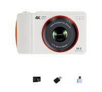 Besshepplo Compact Retro 4K Digital Camera Featuring 64MP Sensor 16X Zoom Autofocus Dual Lens 2.4-Inch IPS Screen Lightweight Portable Design For Travel (White 32G)