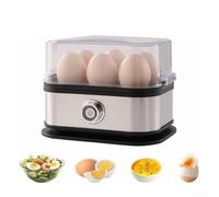 Besshepplo Egg Boiler Poacher Electric Cooker Stainless Steel Egg Cooker 6 In 1 Shut-Off Function Removable Dishwasher Safe Trays 6 Egg Capacity For Boiling Poaching(British Standard)