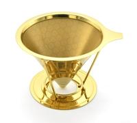 Besshepplo Golden Coffee Filter Funnel for Hand Pour Coffee and Tea Beverage Filtering Dual Purpose Sturdy Build Effective Filtration Easy to Use Available in Gold and Rose Gold Add