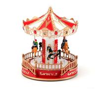 Besshepplo Light-Up Christmas Carousel Music Box Ornament With USB Or Battery Power Three Lighting Music Modes Festive Decorative Scene Accessory For Kids And Holiday Home Display