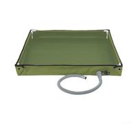 Besshepplo Portable Foldable PVC Shower Base with Drain 80x80cm Non Slip Raised Platform for RV Camping Outdoor Garden Pet Washing Black Green(Green)