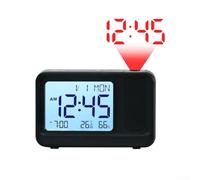 Besshepplo Projection Alarm Clock Digital Projector Clock With 180° Rotation LCD Display Temperature Humidity Time Date For Bedside Table Home Office(A)