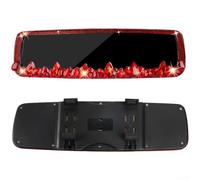Besshepplo Rearview Mirror Decoration with Rhinestones Non Destructive Real Glass Clear Vision for Car Interior Luxury Styling Easy Install Fit Black Red White Pin(Red)