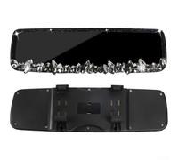 Besshepplo Rearview Mirror Decoration with Rhinestones Non Destructive Real Glass Clear Vision for Car Interior Luxury Styling Easy Install Fit Black Red White Pin(Black)