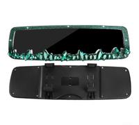 Besshepplo Rearview Mirror Decoration with Rhinestones Non Destructive Real Glass Clear Vision for Car Interior Luxury Styling Easy Install Fit Black Red White Pin(Green)
