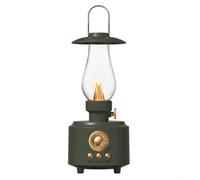 Besshepplo Retro Kerosene Lamp Speaker with Atmospheric LED Light Portable Wireless Audio Vintage Lantern Style Desktop Speaker for Camping Picnic and Garden Parties(grey-green)