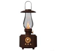 Besshepplo Retro Kerosene Lamp Speaker with Atmospheric LED Light Portable Wireless Audio Vintage Lantern Style Desktop Speaker for Camping Picnic and Garden Parties(wood grain)