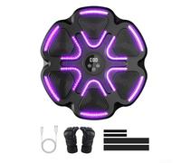 Besshepplo Smart Music Boxing Machine with LED Lights and Speaker 9 Speeds 11 Modes Wall Mounted Punching Bag for Home Gym Fitness Training Includes Boxing Gloves Black(single +half finger)