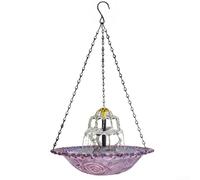 Besshepplo Solar Powered Floating Bird Bath Fountain with Hanging Feeder for Garden Pond Outdoor Water Feature Blue Pink Purple Transparent Gray 23.5x45cm(Purple)