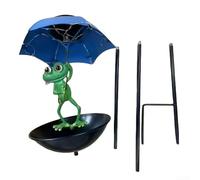 Besshepplo Solar Powered Garden Bird Feeder Frog Garden Ornaments Outdoor Statues Frog Figurine For Outdoor Path Lighting Decorative Wild Bird Feeding Station