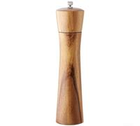 Besshepplo Solid Acacia Wood Pepper Mill Manual Spice Grinder with Adjustable Coarse Fine Setting for Kitchen Seasoning Salt Sesame and Herbs Large Capacity Ergonomic Design Brown Finish(B)