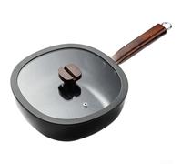 Besshepplo Square Hammered Wok Frying Pan Chinese Style Iron Titanium Cookware 24x18x9cm Black Non for Stir Frying Sautéing Single Serving Meals Efficient Kitchen Spac(28CM)