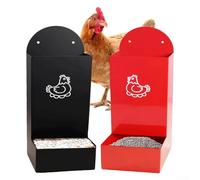 Besshepplo Suspended Metal Chicken Feed Dispenser Feeders Metal Chicken Feed Treat Dispensers Hanging Chicken Coop Automatic Feeder Troughs For Coop