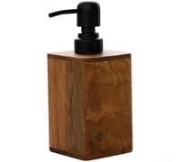 Besshepplo Walnut Wood Lotion Dispenser with Matte Black Press Pump for Shampoo Soap Liquid Natural Grain Smooth Finish Stable Flat Base Bathroom Vanity Decor 7x7x16.5cm(Trumpet)