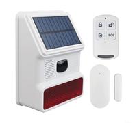 Besshepplo Weather Resistant Solar Outdoor Siren Solar Motion Sensor Alarm Equipped With High Decibel Alerts And Bright LED Functionality For Home Garage Shop(A)