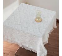 Besshepplo White Stereo Pattern Cotton Tablecloth For Party Home Dining Table Decoration Background Cloth Fresh Style Slow Life Kitchen Linens Textiles(130 * 180)