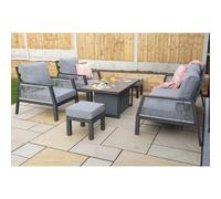 bessie glass top garden sofa dining set with gas lift in grey