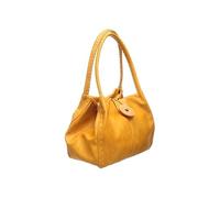 Bessie London Button Bag, Yellow, PVC Shoulder Bag with Wooden Button Closure, Women's Handbag