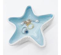 BESSKON Starfish Jewelry Dish for Women, Ceramic Seashell Jewelry Holder Dish, Small Shell Ring Dish Trinket Tray, Aesthetic Room Decor Ocean Jewelry Plate Bowl, Bathroom Jewelry Tray Key Dish Gift