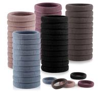 Bessrung 100 Pcs Thick Seamless Hair Ties, Ponytail Holders for Thick Hair, Natural Colors (5 Neutral Colors, 1.5 Inch Diameter, 9.8 Inch Stretch, No Damage, Unisex, Brown)