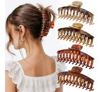 Bessrung 4 PCS Extra Large Claw Clips For Thick Hair, 5 Inch Oversized Tortoise Shell Hair Clips for Women, Strong Hold Jaw Clip, Non-Slip Large Jumbo Claw Clip for Long Curly Hair, Ideal Gifts