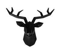 BESSTUUP Resin Deer Head Wall Sculpture, Modern 3D Animal Art,Black