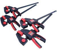 Bessy RES01 Clamp Set, General Purpose Trigger Clamps with Composite Handle, 2 x 6 in. (100 lb) and 2 x 12 in. (300 lb),Red/Black