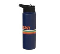 Bessy Retro Personalized First Name Vintage Stripes Stainless Steel Insulated Water Bottle