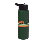 Bessy Retro Personalized First Name Vintage Stripes Stainless Steel Insulated Water Bottle