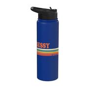 Bessy Retro Personalized First Name Vintage Stripes Stainless Steel Insulated Water Bottle