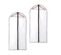 Bessy shop 2 Pack Clear Garment Bags 60x140cm,PEVA Waterproof Dustproof Suit Covers with Zip,Hanging Clothes Storage for Wedding Dress,Coat,Long Gowns,Breathable Moth-Proof