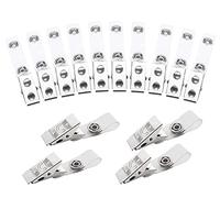 Bessy shop 20 Pieces Metal Badge Clips,Metal Badge Clips with Clear PVC Straps for ID Cards and Badge Holders Name Tags, Work Badges