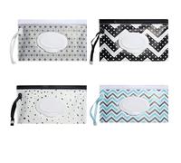 Bessy shop 4 Pack Baby Wipes Dispenser Pouches,Reusable & Refillable Travel Wipe Holders,Portable Wet Wipe Containers for Nappy Bags (24 * 13.5cm)