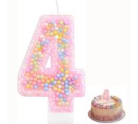 Bessy shop Birthday Candles Numbers 4,Macaron Candles 3D Rainbow Ball Birthday Candles for Cake,for Anniversary Party Wedding Boys Girls