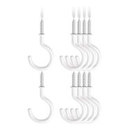 Bessy shop Ceiling Hooks,10 Pcs White Mug Cup Hooks,2 Inches Heavy Duty Plant Hooks Screw HookScrew-in Hooks for Wood,Cabinet,Wall,Kitchen Utensils
