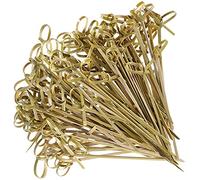 Bessy shop Cocktail skewers,100Pcs Knotted Skewers Bamboo Toothpicks Cocktail Picks Swizzle Sticks Bamboo Skewers party supplies for Cocktail Party, Barbeque, Club Sandwiches(4.7 inches/12cm).