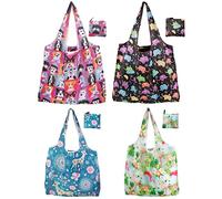 Bessy shop Reusable Shopping Bags,4 Pack Reusable Grocery Bags Foldable Large Washable Shopping Bags Eco Friendly Shopper Tote Bags for Daily Use Travel Take Out Storage, Blue