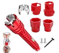 Bessy shop Sink Faucet Installer,14 in 1 Faucet and Sink Installer Tool Multifunctional Sink Faucet Suitable for Installing Pipes Under Bathrooms,Toilets,Kitchens,and Sink(Red)