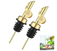 Bessy shop Stainless Steel Oil Dispenser Spout 2Pcs, Automatic Opening & Closing Bottle Pourers, Leak-Proof Olive Oil Pourer for Vinegar, Wine, Liquor, Syrup(Gold)