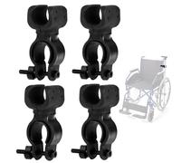 Bessy shop Walking Cane Holder,4 Pack Universal Crutches Stick Bracket Accessories 360-Degree Rotating Universal Fixed Cane Clip Holder Accessories for Drive Rollator Walker Wheelchair, Black