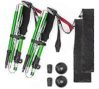 Best 2026 Ultralight hiking poles foldable / walking pole 5 sections 1 pair - Adjustable height 26-27 Green