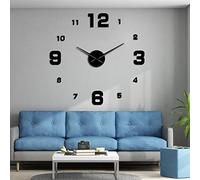 Best art Large Frameless DIY Wall Clocks Mute Mirror Number Stickers Modern Giant Wall Clock Non Ticking for Living Room Bedroom Kitchen (Black、27inch)