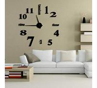 Best art Modern DIY Mute Large Wall Clock Home Decor Office 3D Mirror Surface Wall Sticker Clocks Giant Frameless Decorative Clock Watch (Black、47inch)