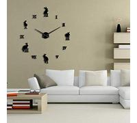 Best art Rabbit with Roman Numerals DIY Large Wall Clocks Animals Home Decor Frameless Wall Clock Mirror Effect Bunny Children Clock Gift (Black、27inch)